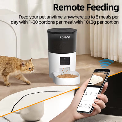 3L Automatic Dog Feeder with Camera Smart Dog Food Container for Pets Cats Auto Food Dispenser with Stainless Steel Bowl