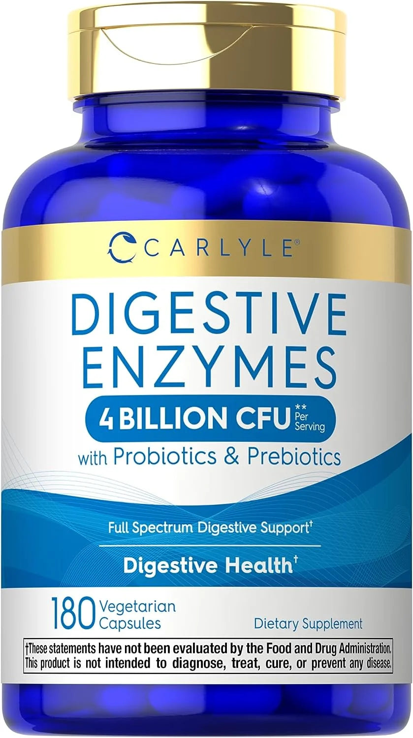 Digestive Enzymes with Probiotics and Prebiotics | 180 Capsules | by