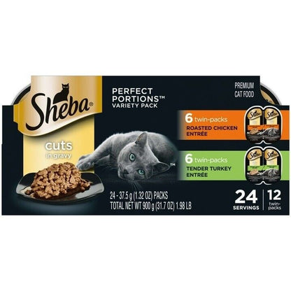 Sheba Perfect Portions Cuts Wet Cat Food Variety Pack, 1.32 Oz (24 Pack)