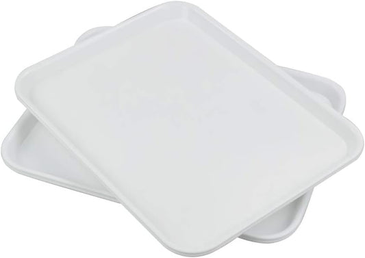 Plastic Fast Food Trays, Cafeteria Trays, 4 Pack Serving Trays (White)