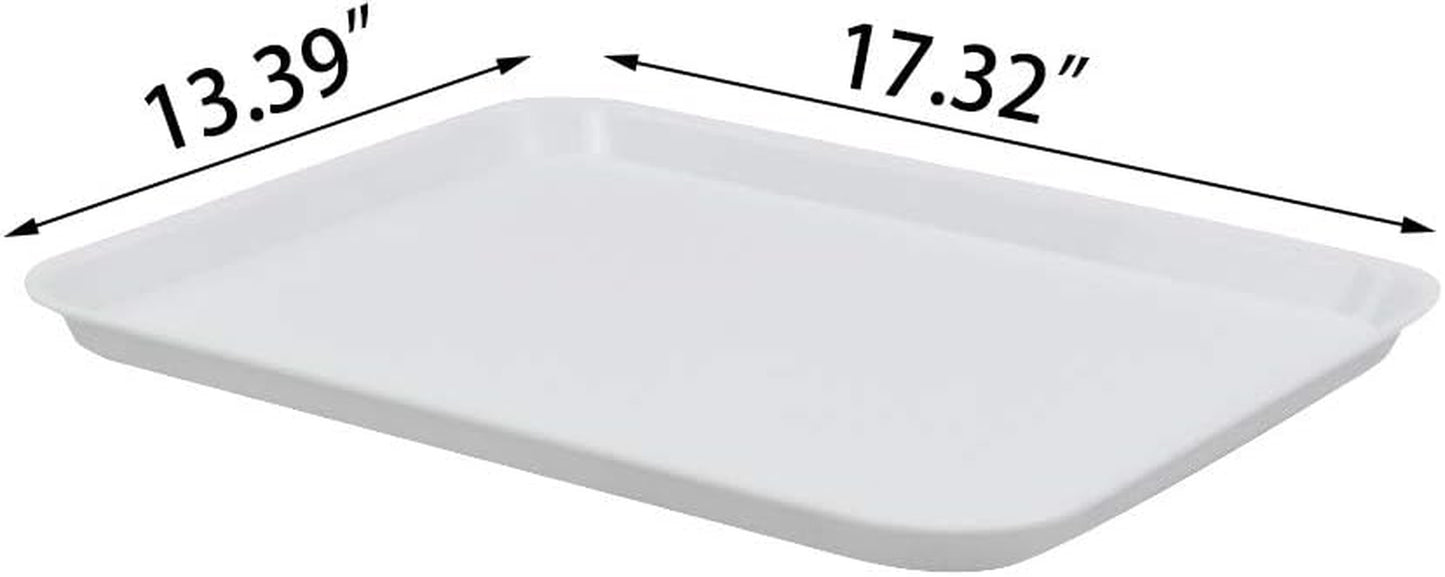 Plastic Fast Food Trays, Cafeteria Trays, 4 Pack Serving Trays (White)