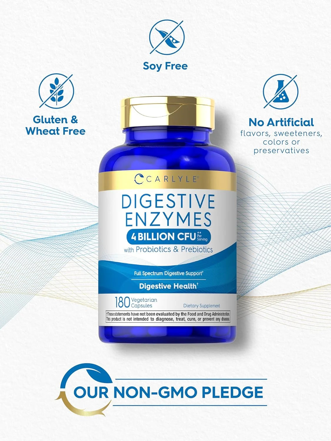 Digestive Enzymes with Probiotics and Prebiotics | 180 Capsules | by